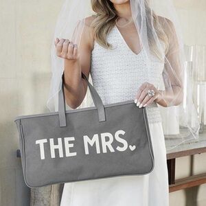 Black Canvas Tote Bag with THE MRS. Print